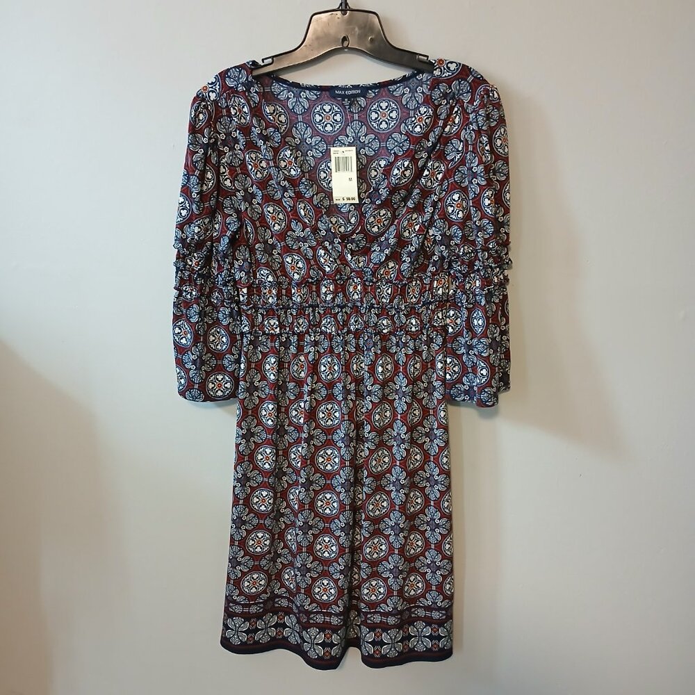 Max‎ Edition Women's Fit and Flare 3/4 Sleeve Midi Dress Size Medium NWT
